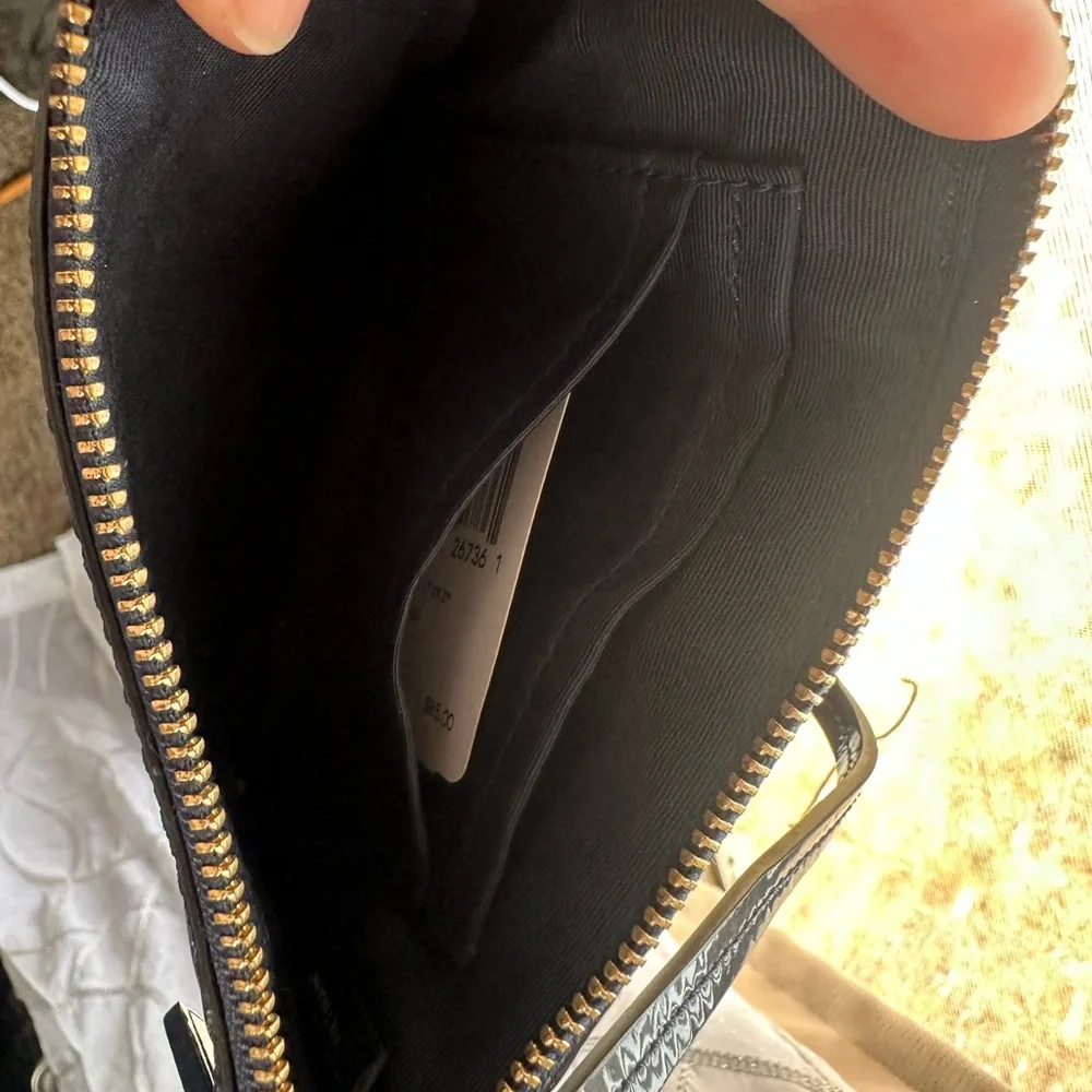 Coach Navy Embossed Leather Wristlet - Picture 5 of 7
